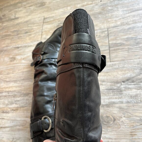 Pikolinos Knee High Boot EU 38 Black Heel Women's 7.5 / 8 Leather Buckle - Picture 10 of 14